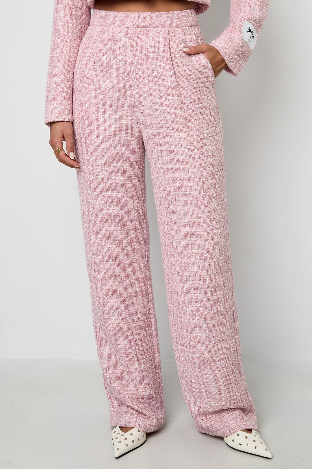 Dames rechte broek van polyester met ruitpatroon – productfoto 6