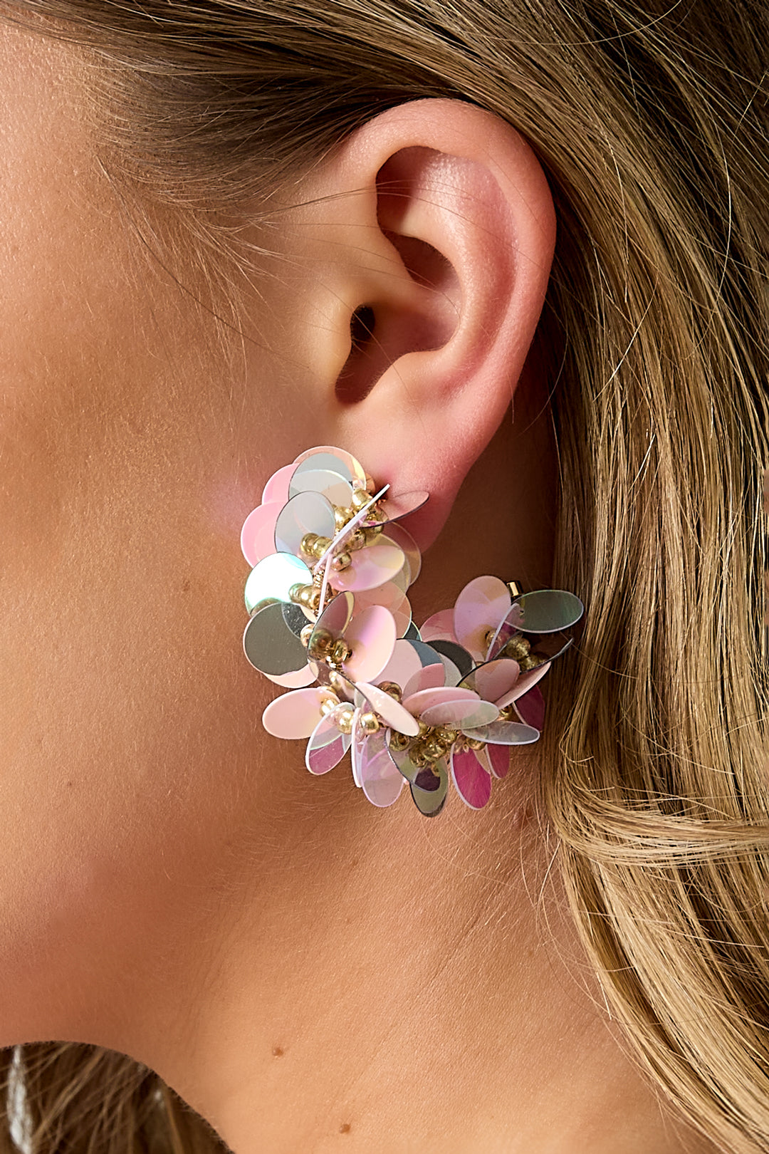 Copper Organic Shaped Hoop Earrings for Women – Multiple Colors – image 7
