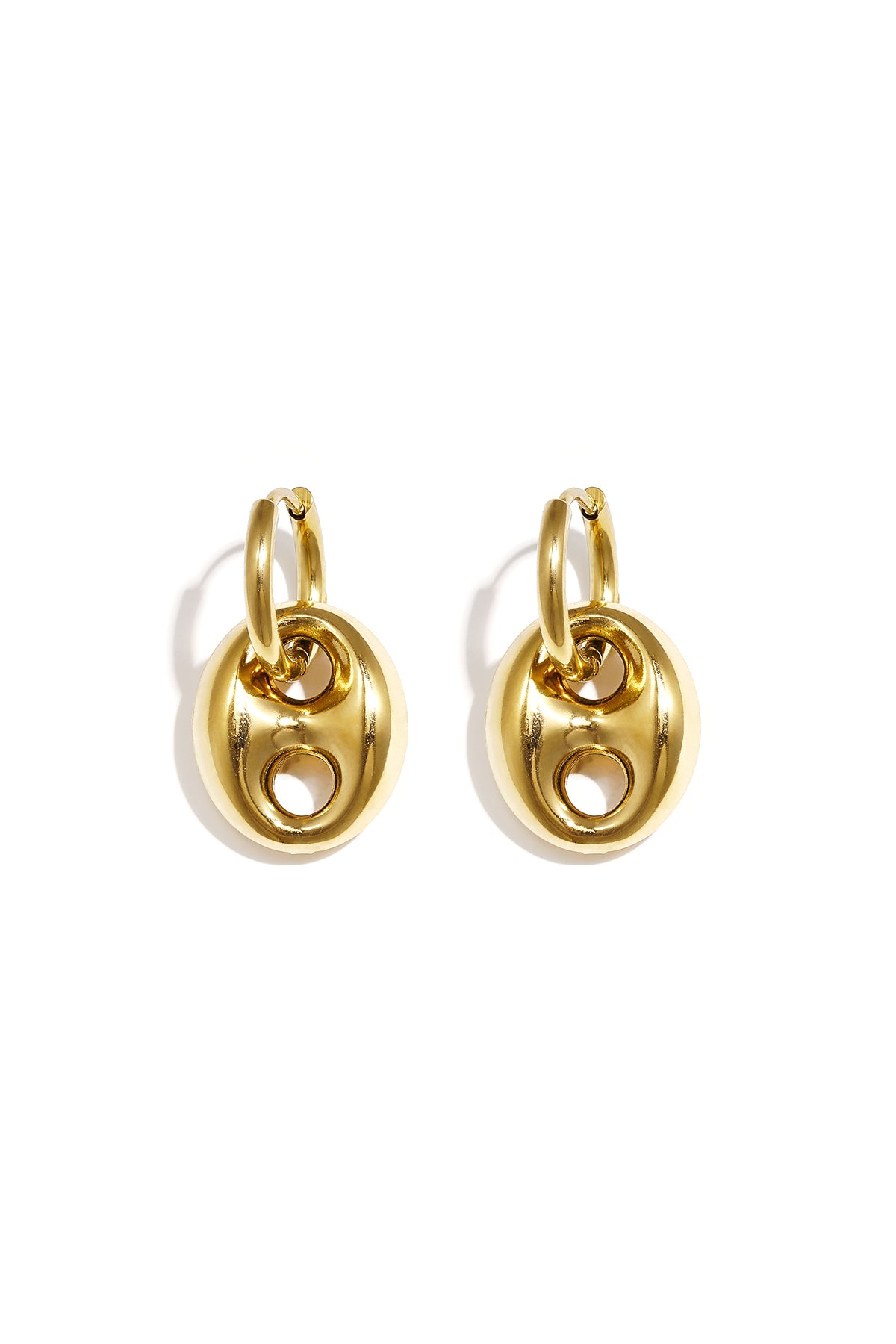 Boucles d'oreilles pendantes pour femme en acier inoxydable de forme organique – couleur or