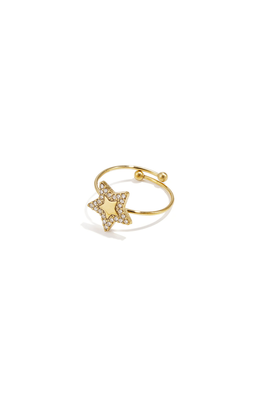Bague statement pour femme en acier inoxydable avec motif étoile – couleur or