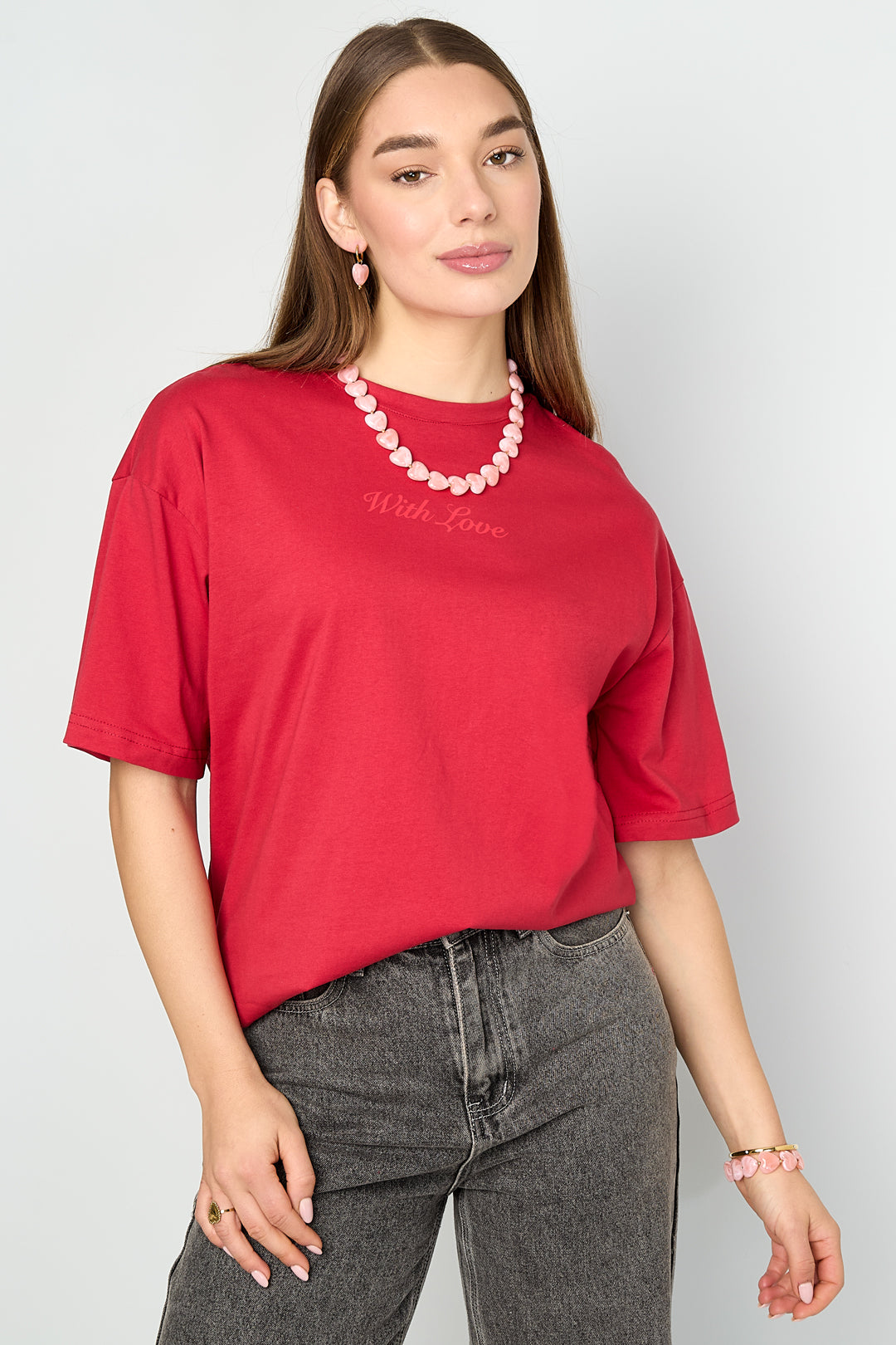 Dames With Love T-shirt van katoen met tekst – productfoto 2