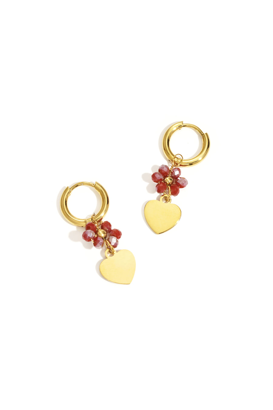 Boucles d'oreilles pendantes pour femmes en acier inoxydable avec motif floral et forme de cœur – plusieurs