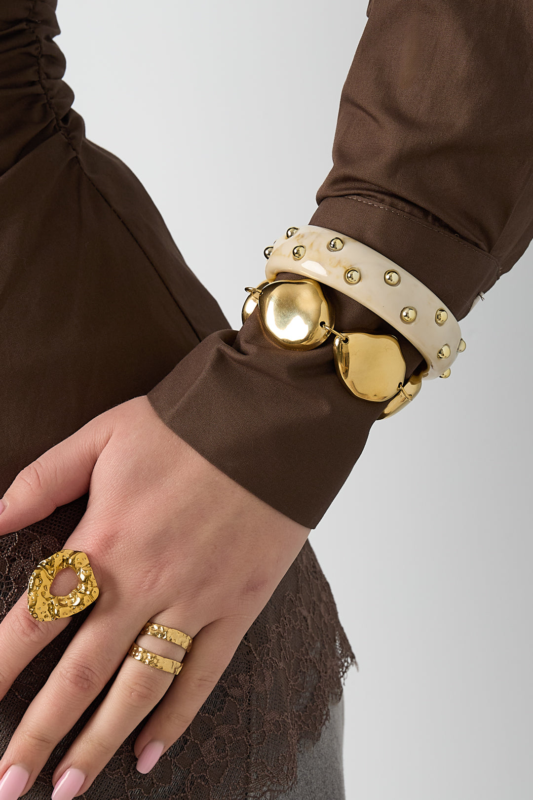 Stainless Steel Women's Chain Bracelet with Link Detail – Gold-Colored – image 3