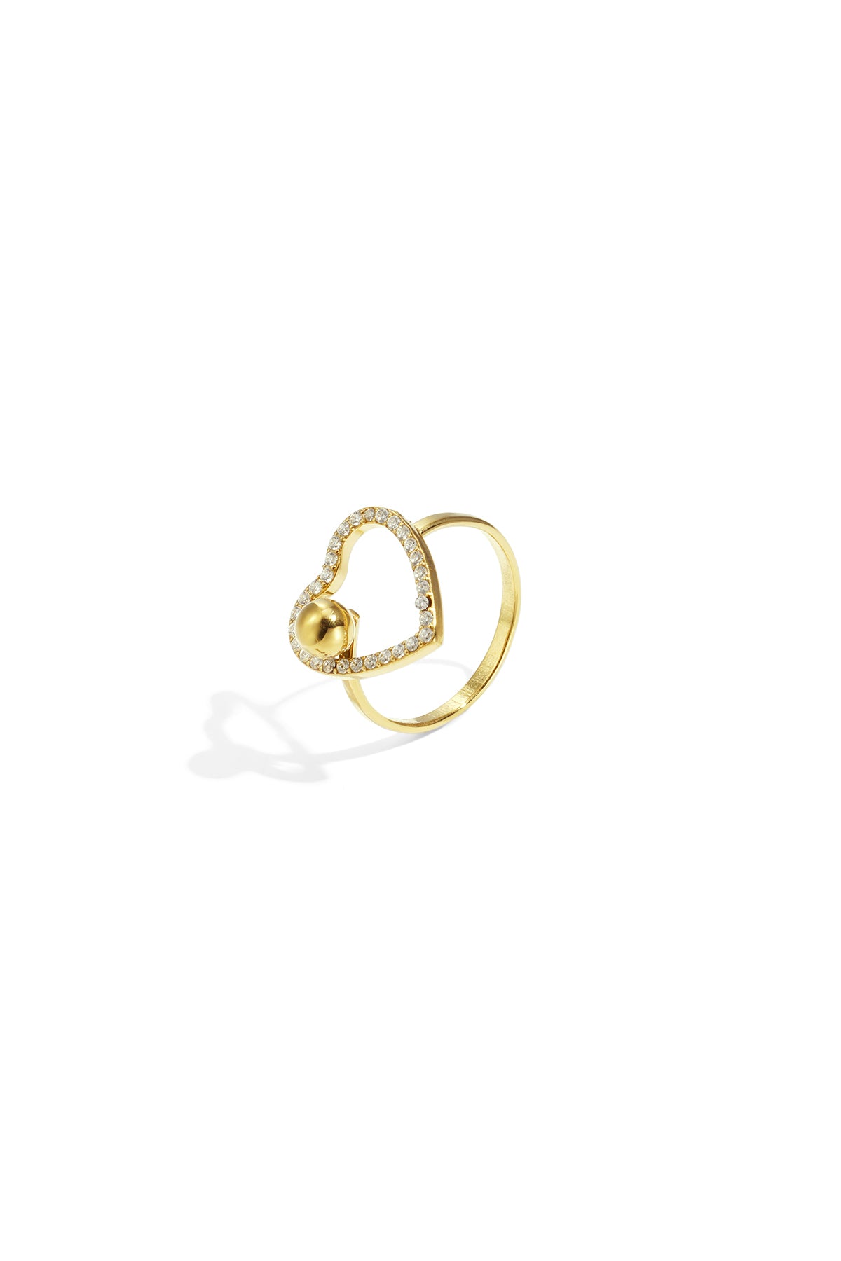 Bague spectaculaire en acier inoxydable pour femme avec cœur – couleur or