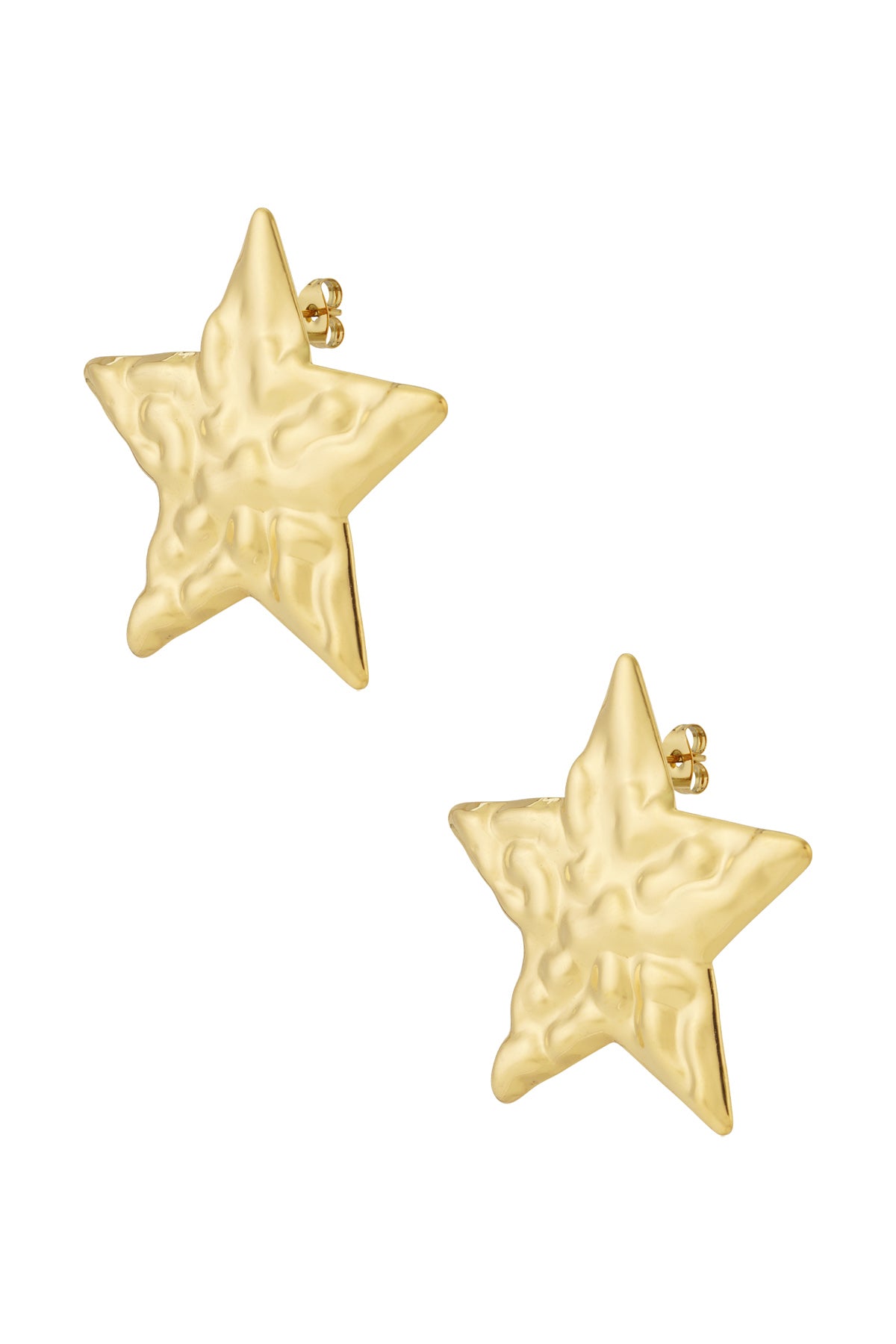 Puces d'oreilles pour femmes en acier inoxydable motif étoile – couleur or