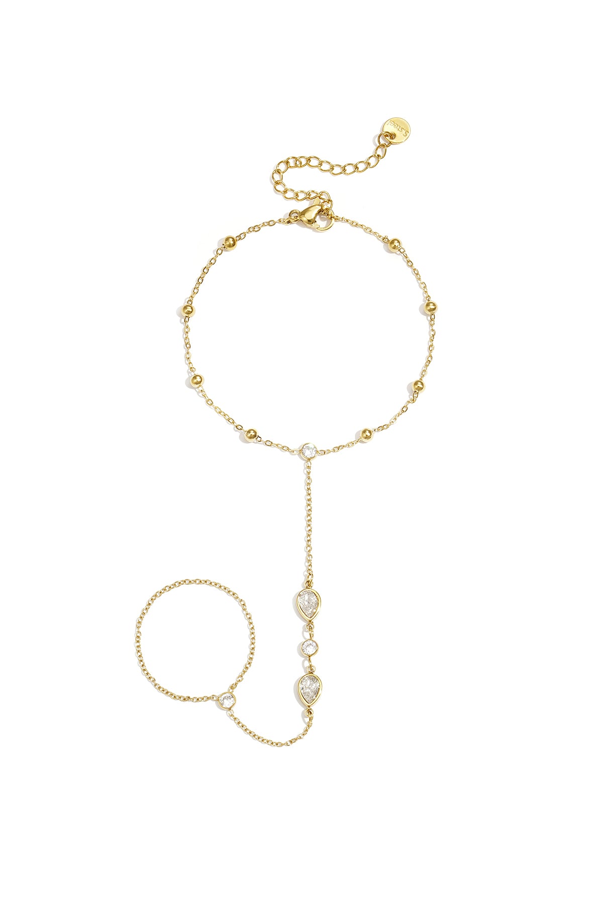 Women's stainless steel teardrop bracelet - gold and silver-colored
