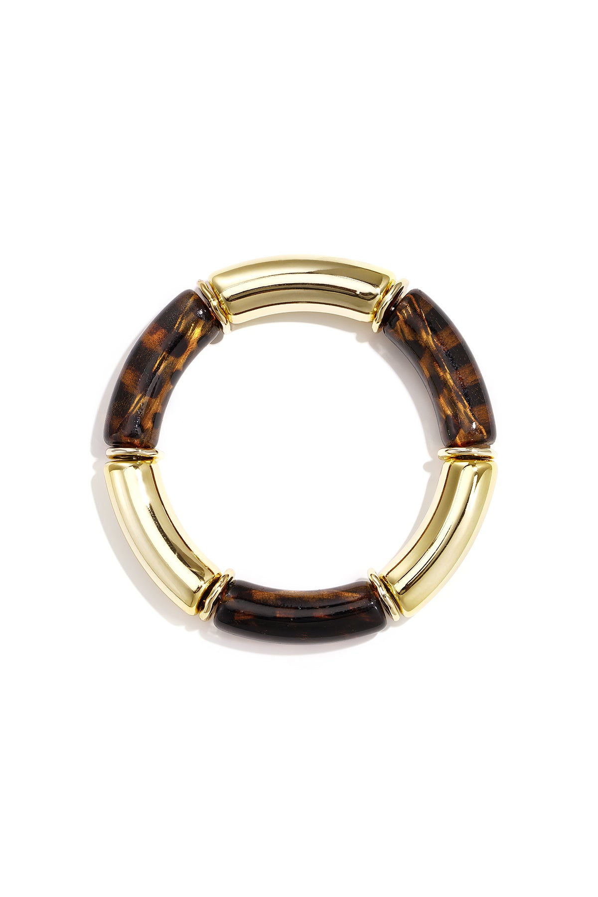 Bracelet perlé en acrylique pour femme – marron foncé et doré