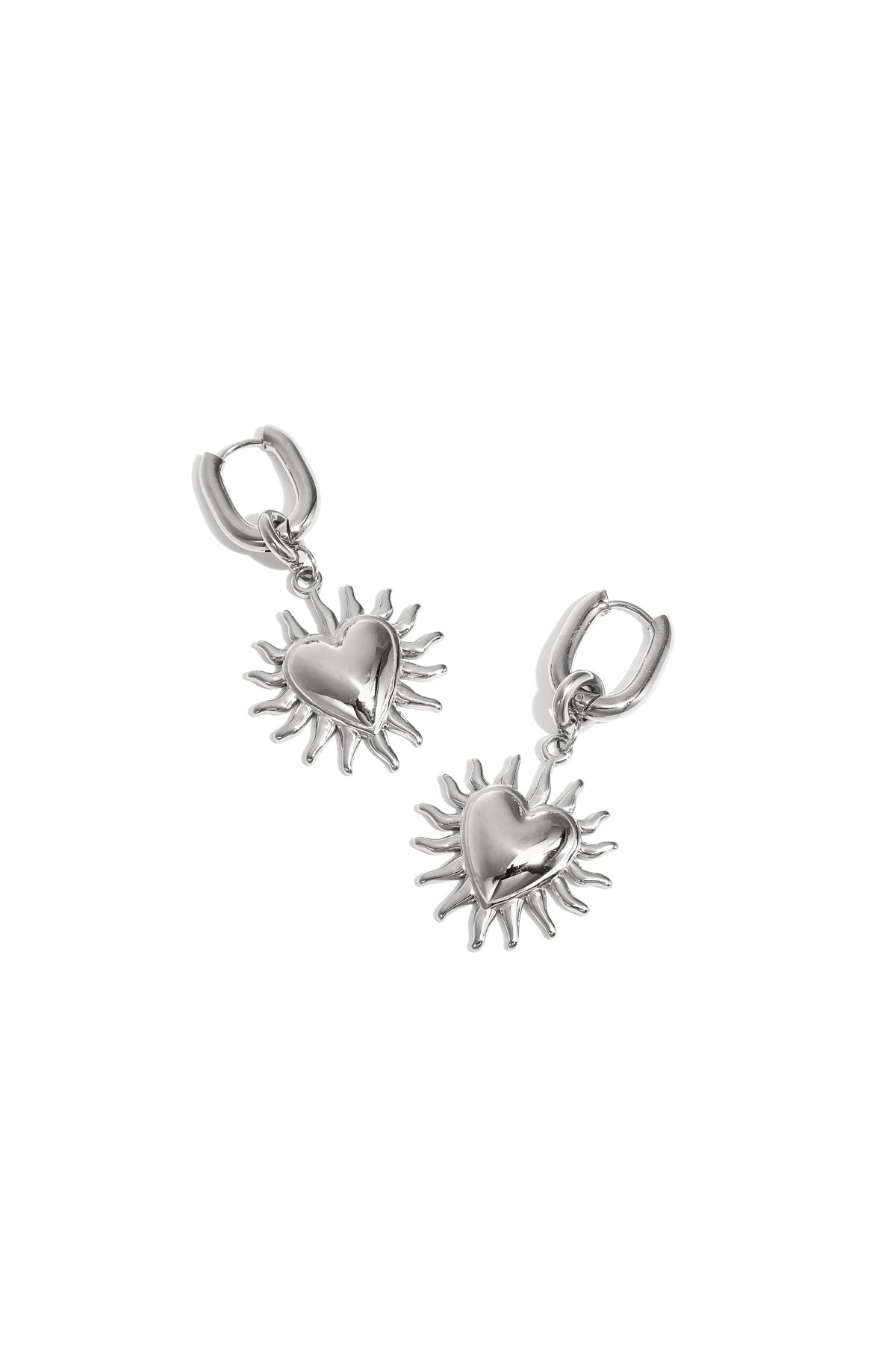 Women's Stainless Steel Drop Earrings with Heart Shape – Gold and Silver Tone