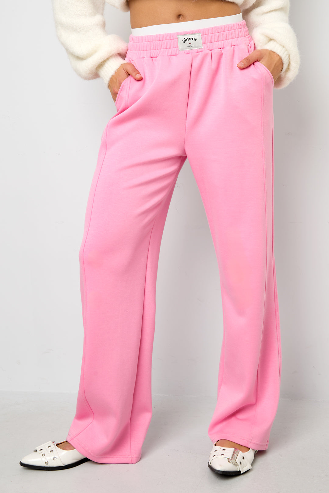 Dames sportieve rechte broek van gebreid polyester – productfoto 4