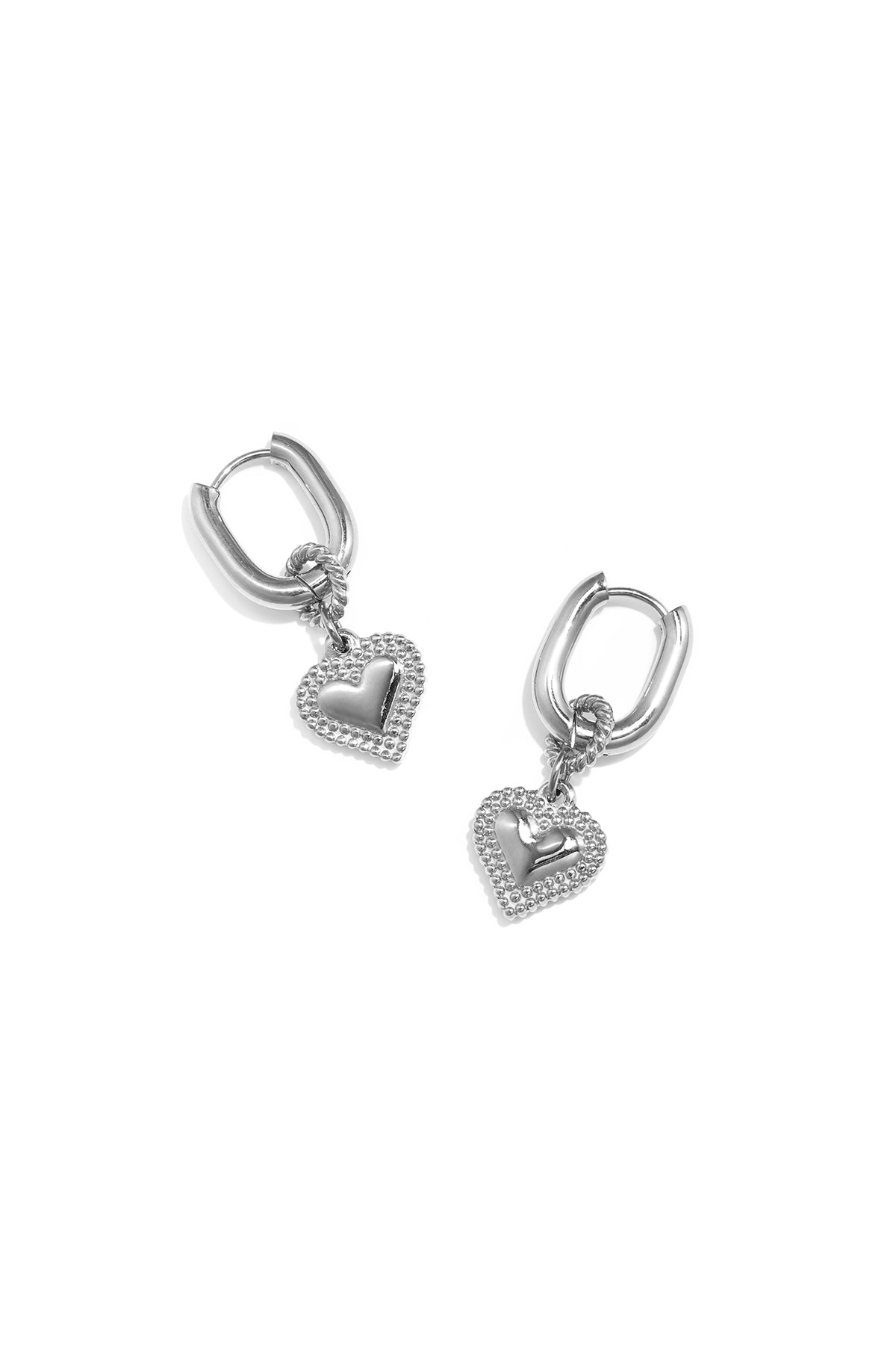 Roestvrijstalen oorbellen met hartvormige hanger, casual en eenvoudig, voor dagelijks gebruik, dames sieraden