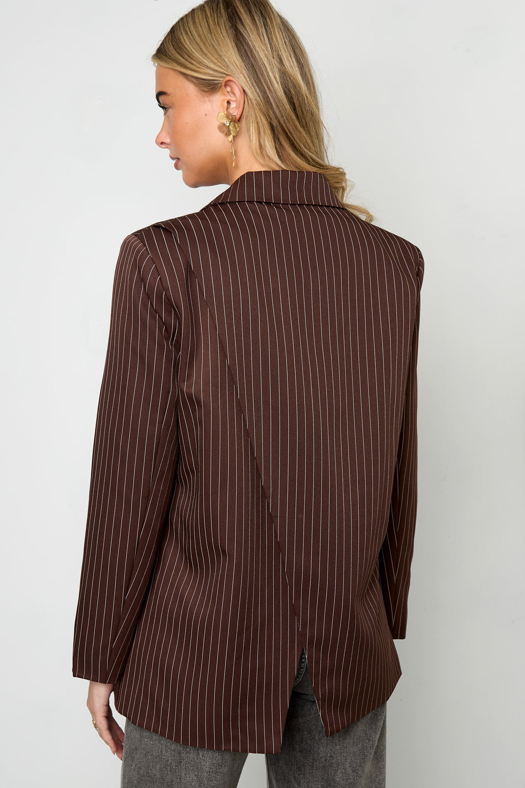 Dames asymmetrische blazer van polyester met strepen – productfoto 7