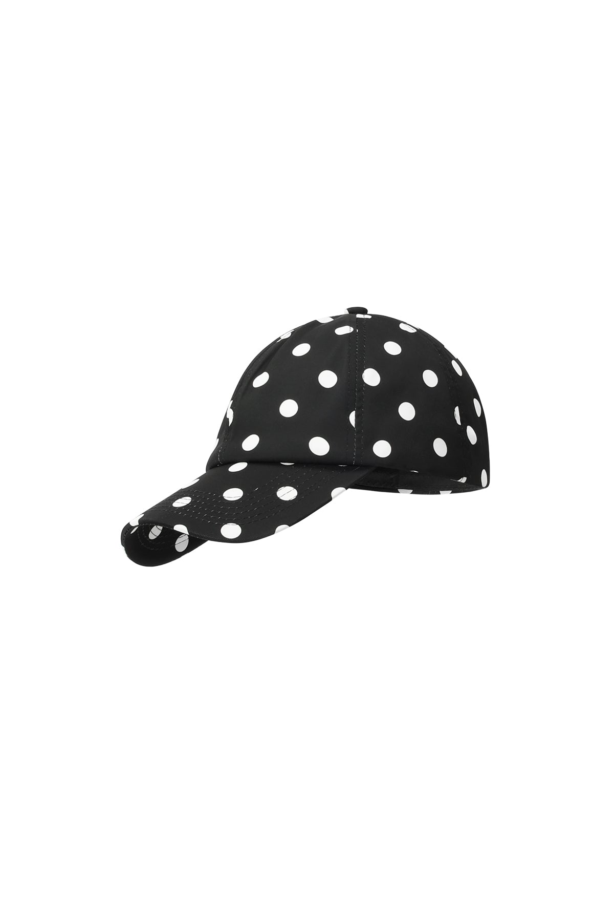 Casquette de baseball 100 % polyester à pois – noir et blanc – classique