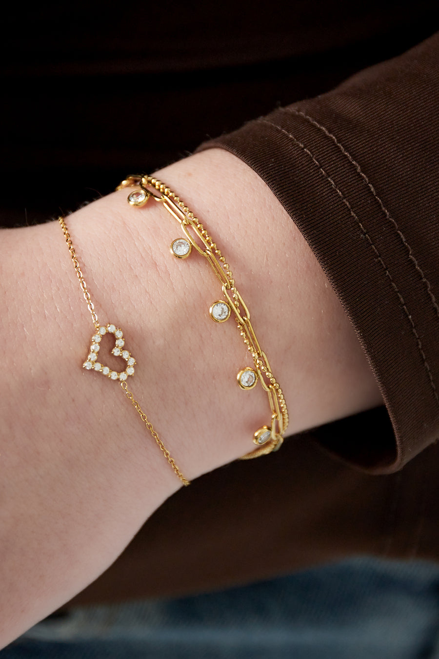 Bracelet à charms pour femme en acier inoxydable 304 avec forme organique – couleur or et couleur argent