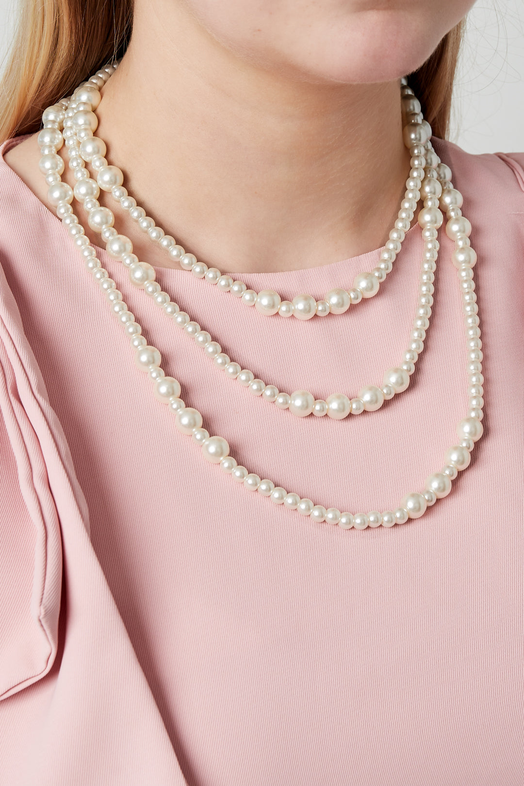 Long Beaded Faux Pearl Necklace for Women – White – Casual – image 2
