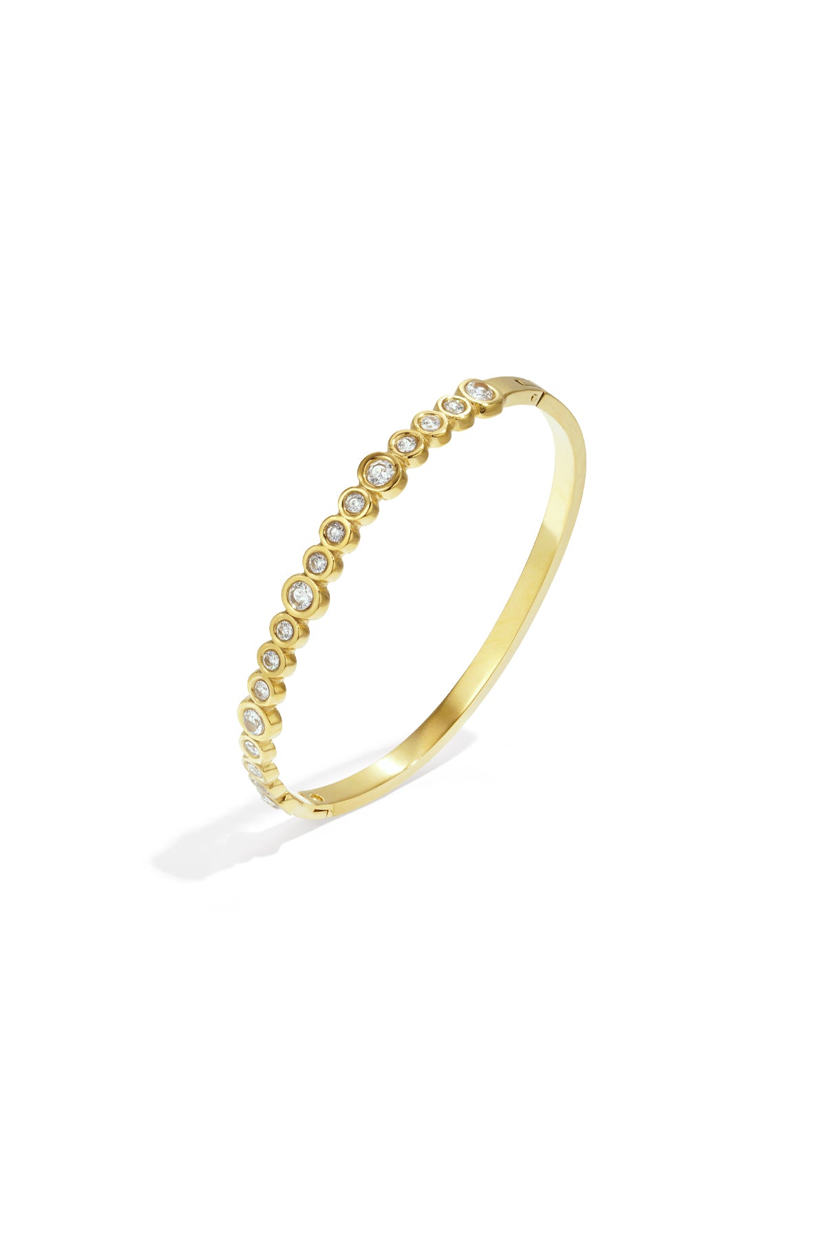 Bracelet jonc pour femmes en acier inoxydable avec points – couleur or et couleur argent