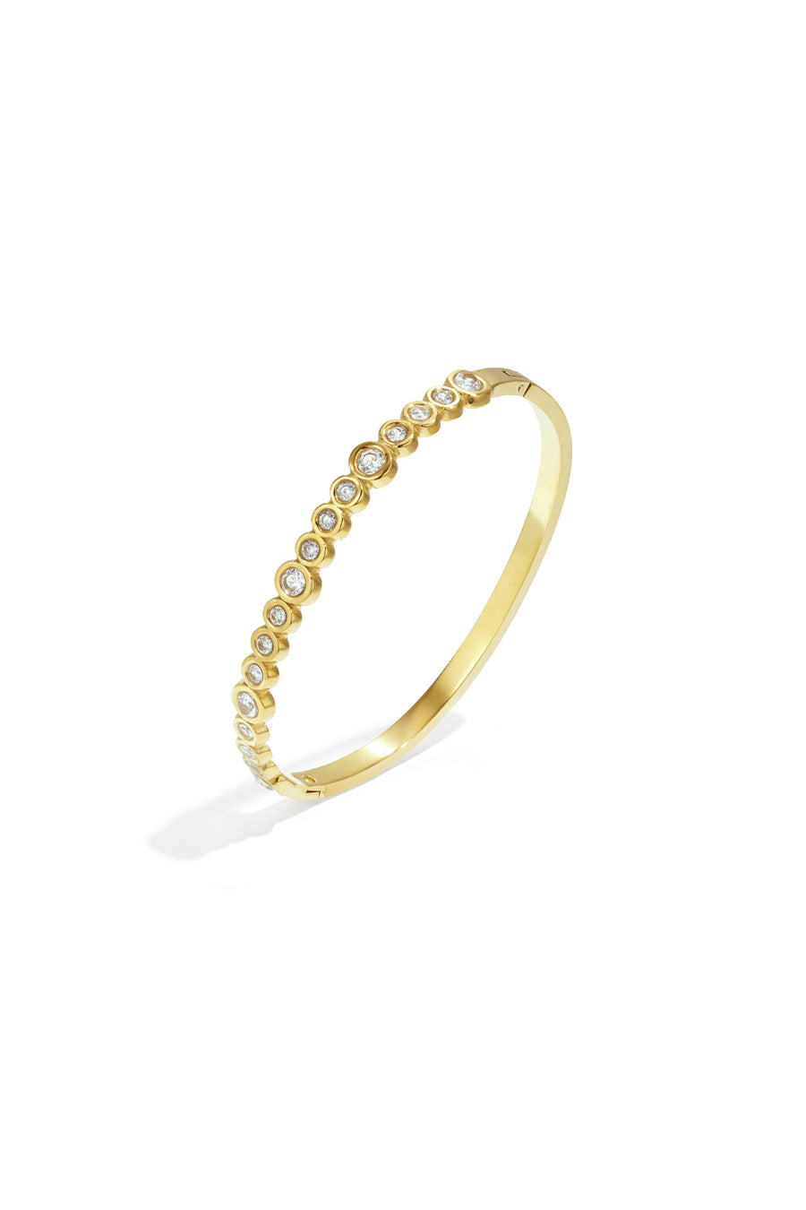 Bracelet jonc pour femmes en acier inoxydable avec points – couleur or et couleur argent