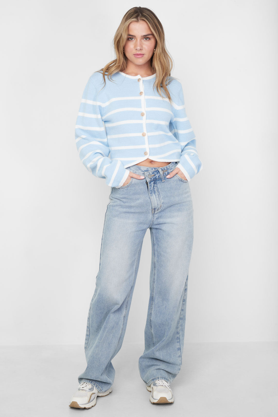 Dames Loving Stripe gebreide trui in drie kleuren – productfoto 4