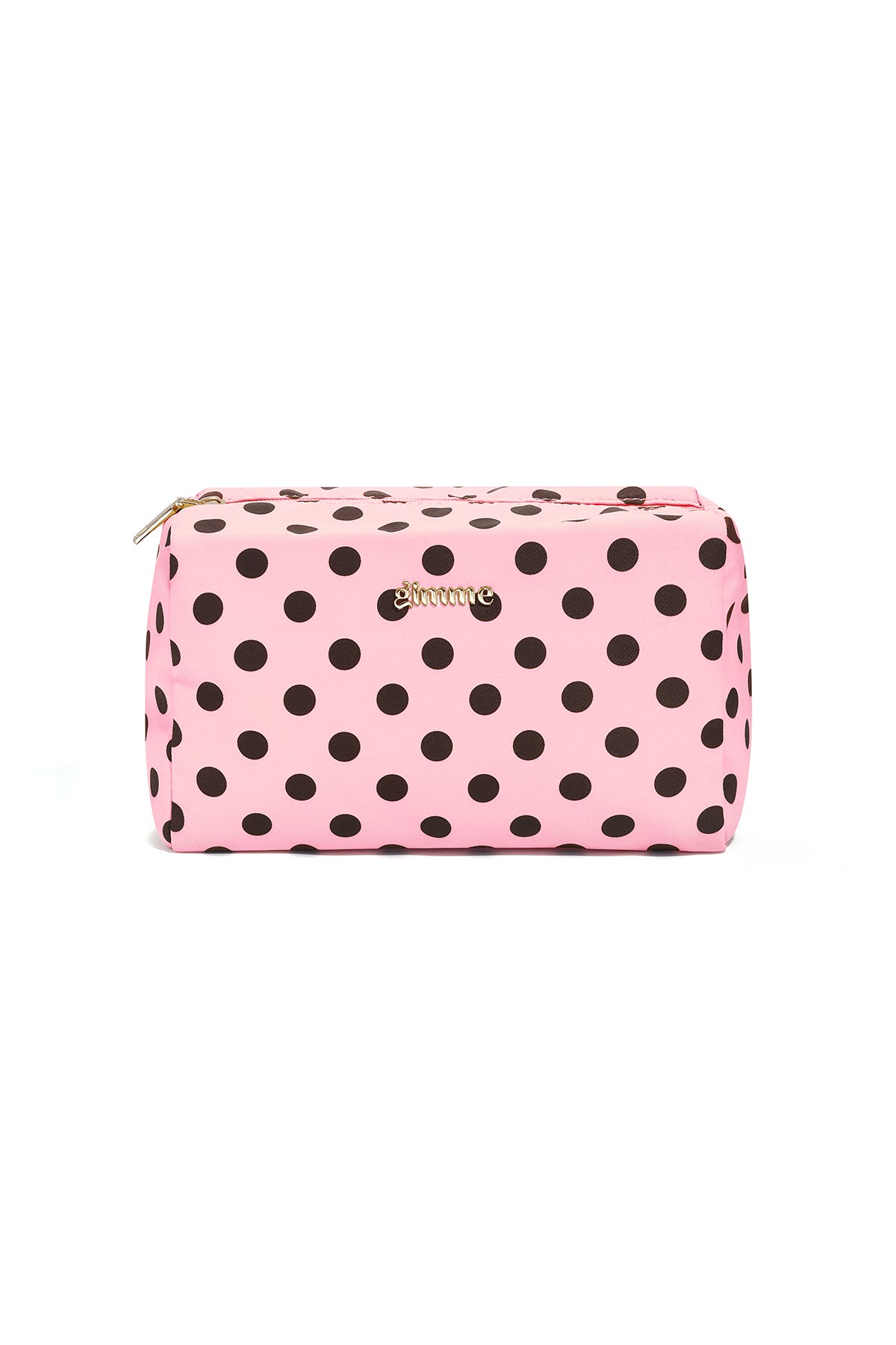 Make-uptasje met polkadots in dieproze