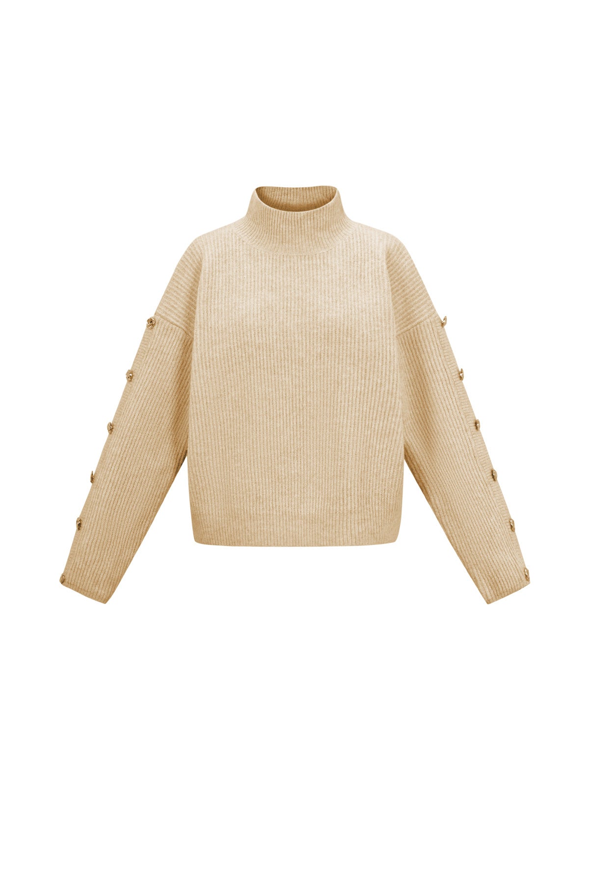 Gebreide Polyestervezel Vrouwen Trui Met Schildkraag Casual Effen Kleur