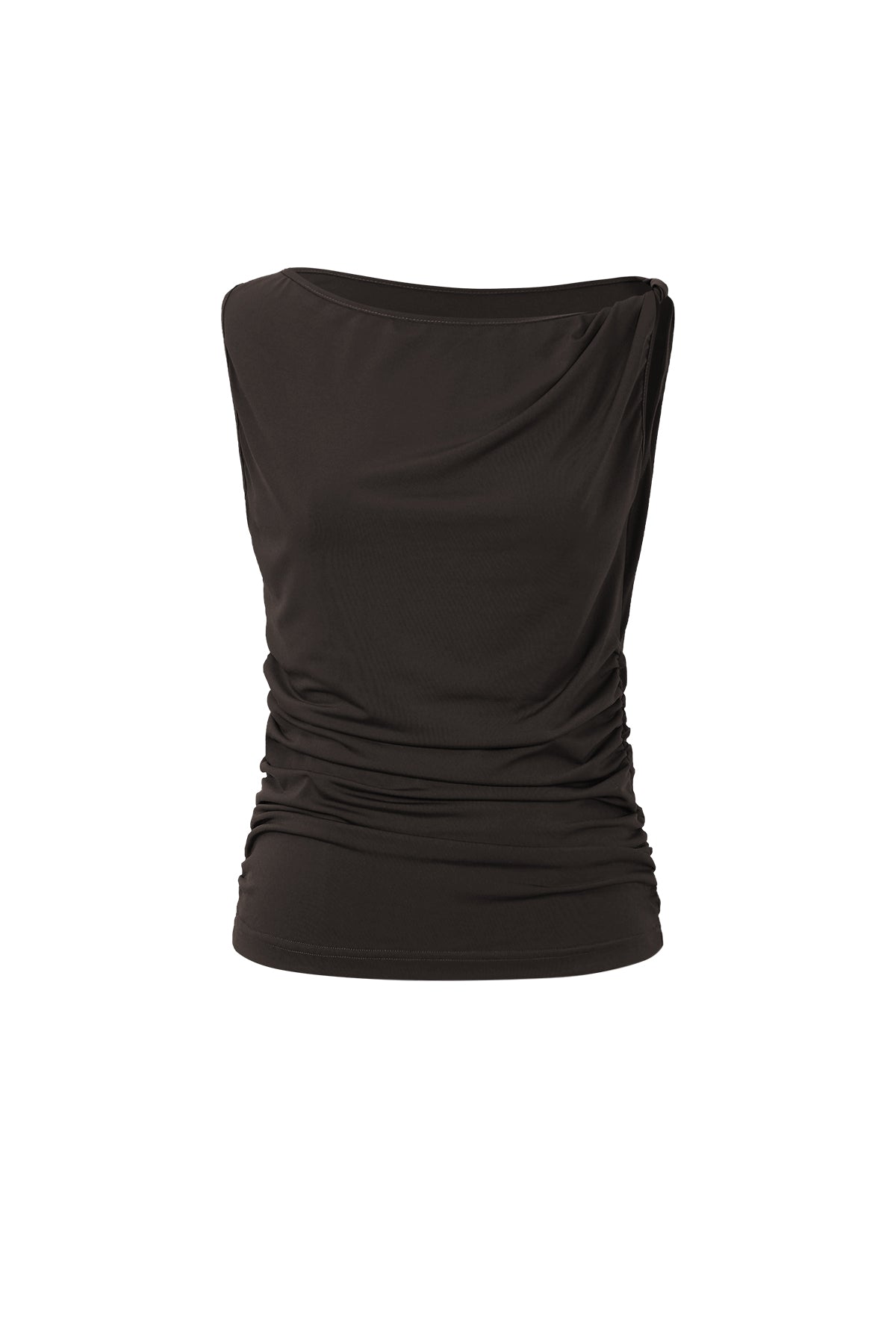 Top sans manches pour femme avec drapé et encolure bateau