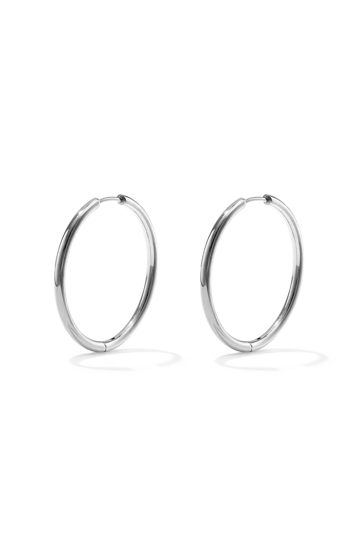 Women's Stainless Steel Hoop Earrings with Plain Design – Gold-Coloured