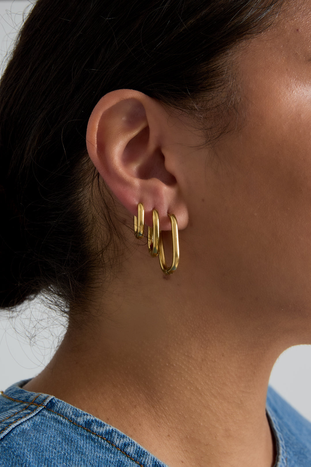 Stainless Steel Geometric Drop Earrings for Women - Gold – image 3