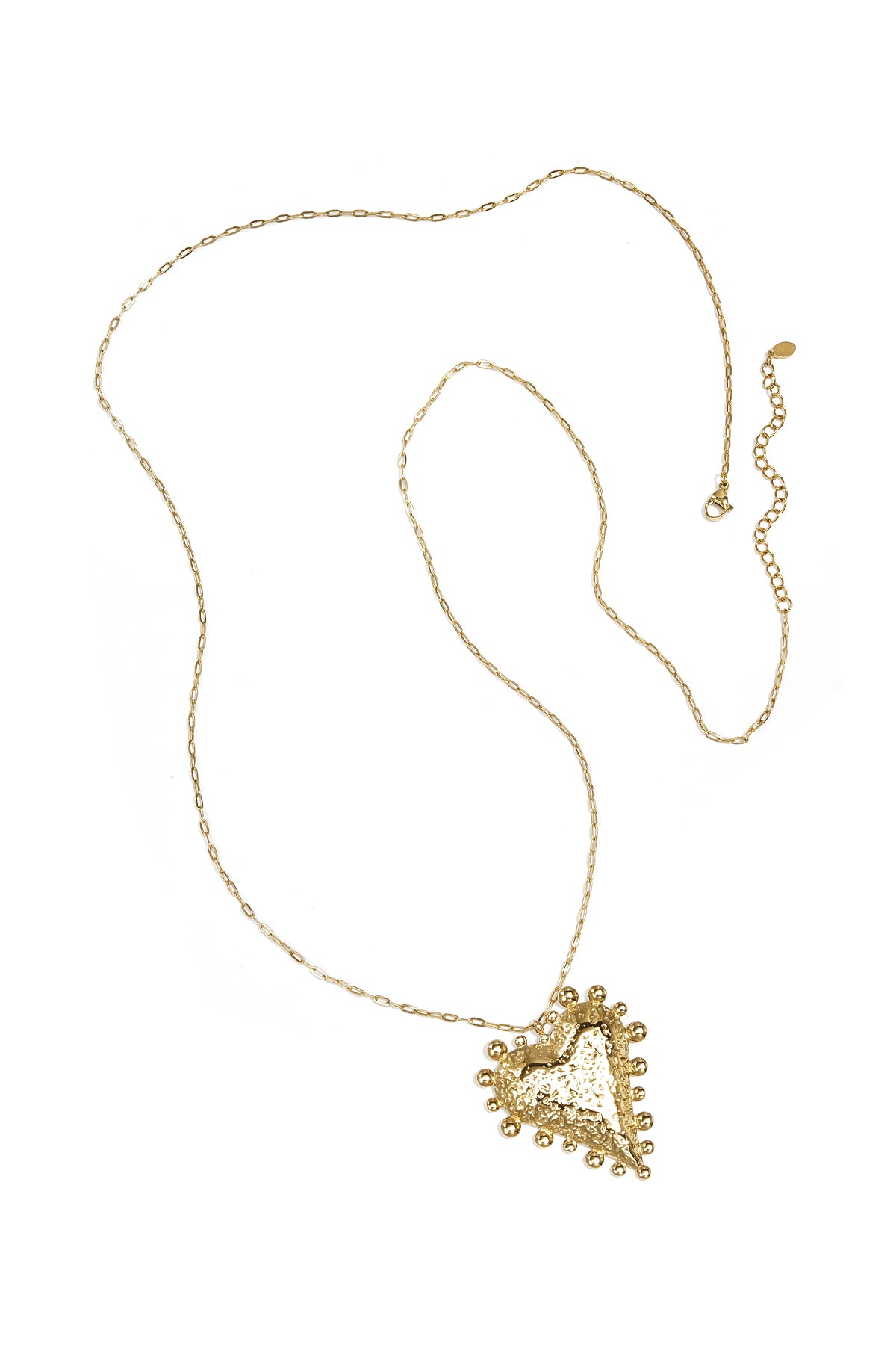 Long stainless steel heart-shaped necklace for women – gold and silver-toned