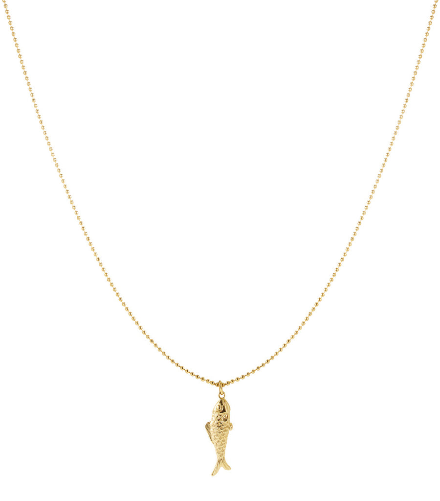 Long collier pour femme en acier inoxydable avec motif poisson – doré et argenté