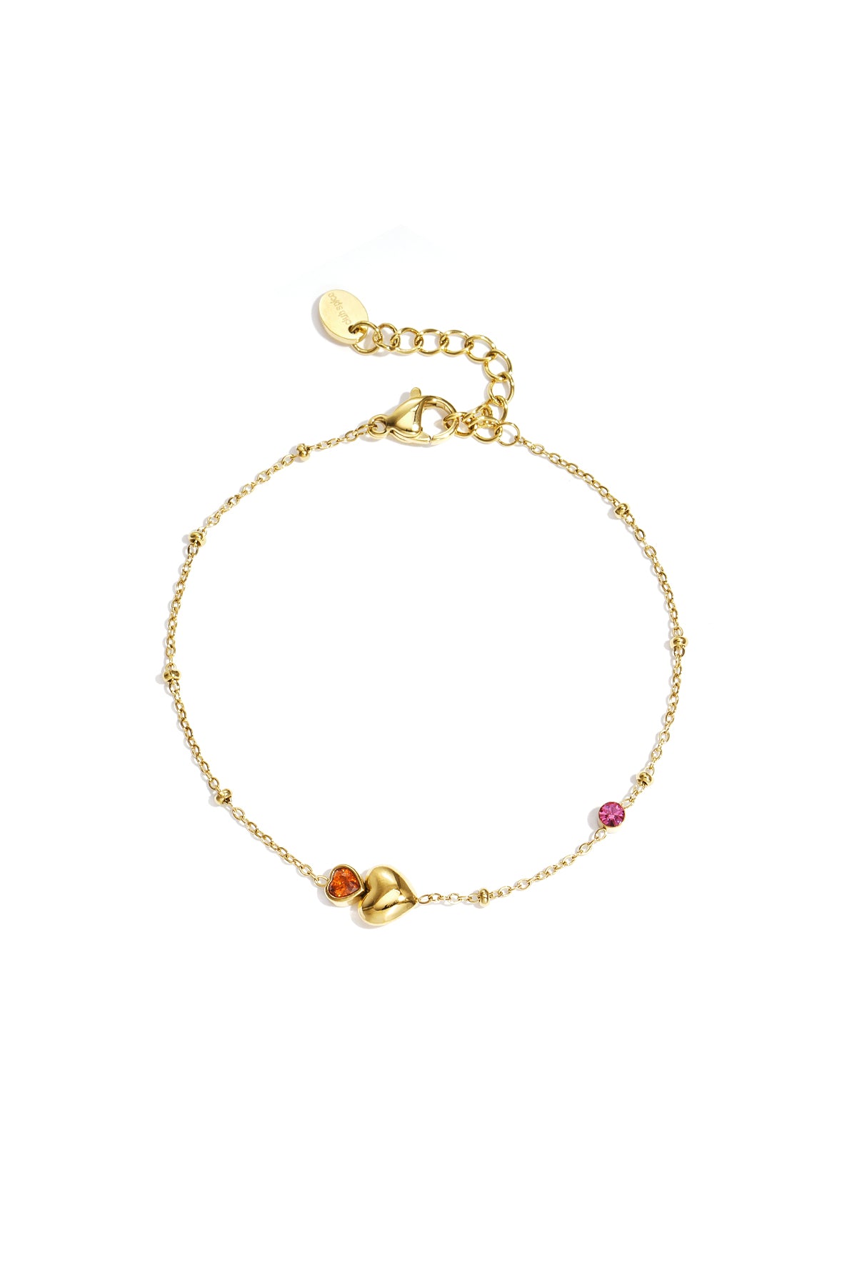 Bracelet à charms pour femme en acier inoxydable avec cœur – doré et argenté