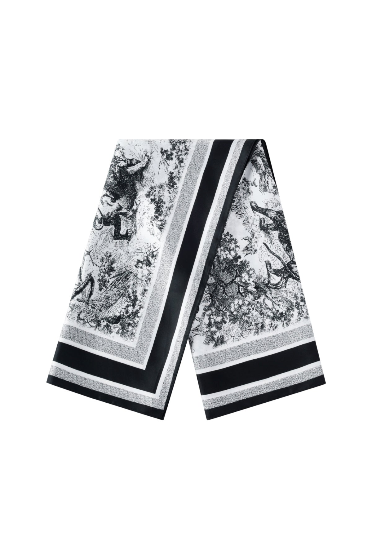Écharpe d'été pour femmes 100 % polyester à motif floral – noir et gris