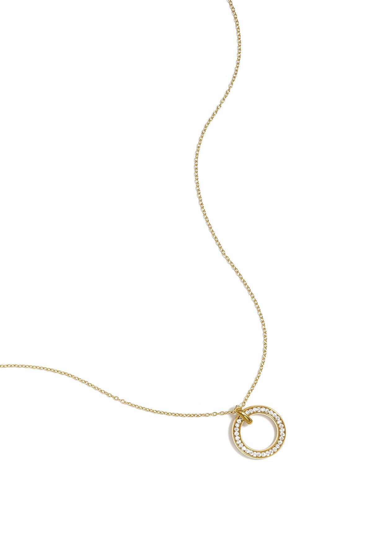 Women's Stainless Steel Round Pendant Necklace – Gold Tone