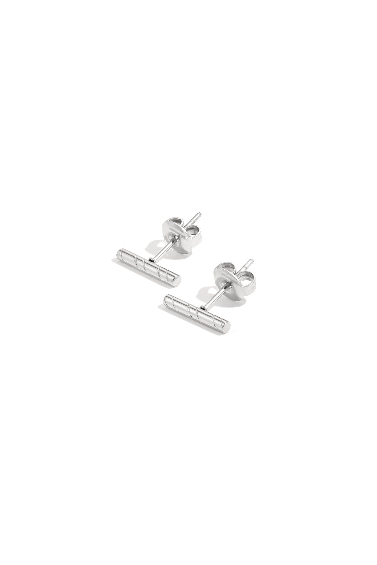 Women's Stainless Steel Stud Earrings with Line Design – Gold and Silver-toned