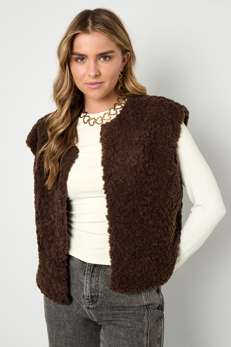 Dames casual mouwloos gilet van polyester – productfoto 2