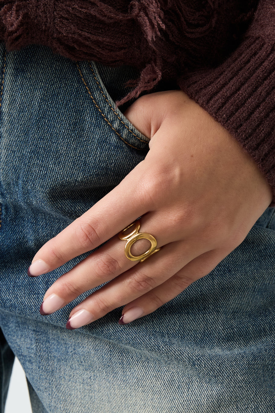 Bague tendance pour femme en acier inoxydable de forme ronde – plusieurs couleurs