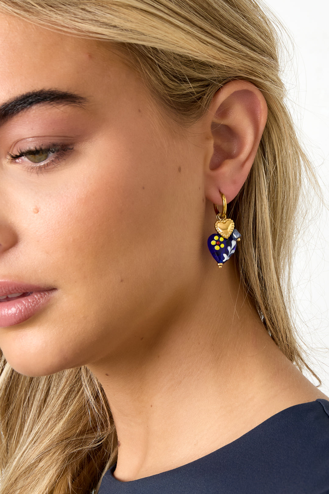 Boucles d'oreilles pendantes en acier inoxydable pour femmes, avec pierre, cristal, résine, hématite et motif cœur – photo 2