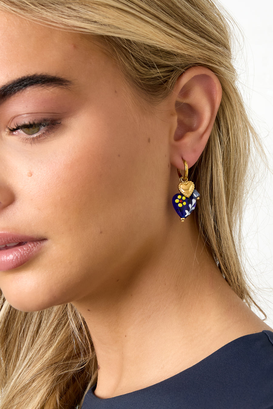 Boucles d'oreilles pendantes en acier inoxydable pour femmes, avec pierre, cristal, résine, hématite et motif cœur