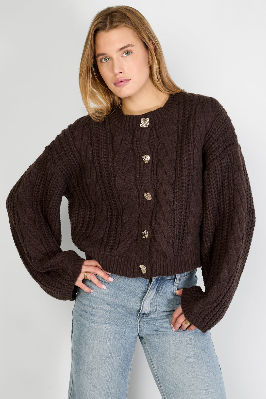 Dames Cable cardigan van polyester in zes kleuren – productfoto 10