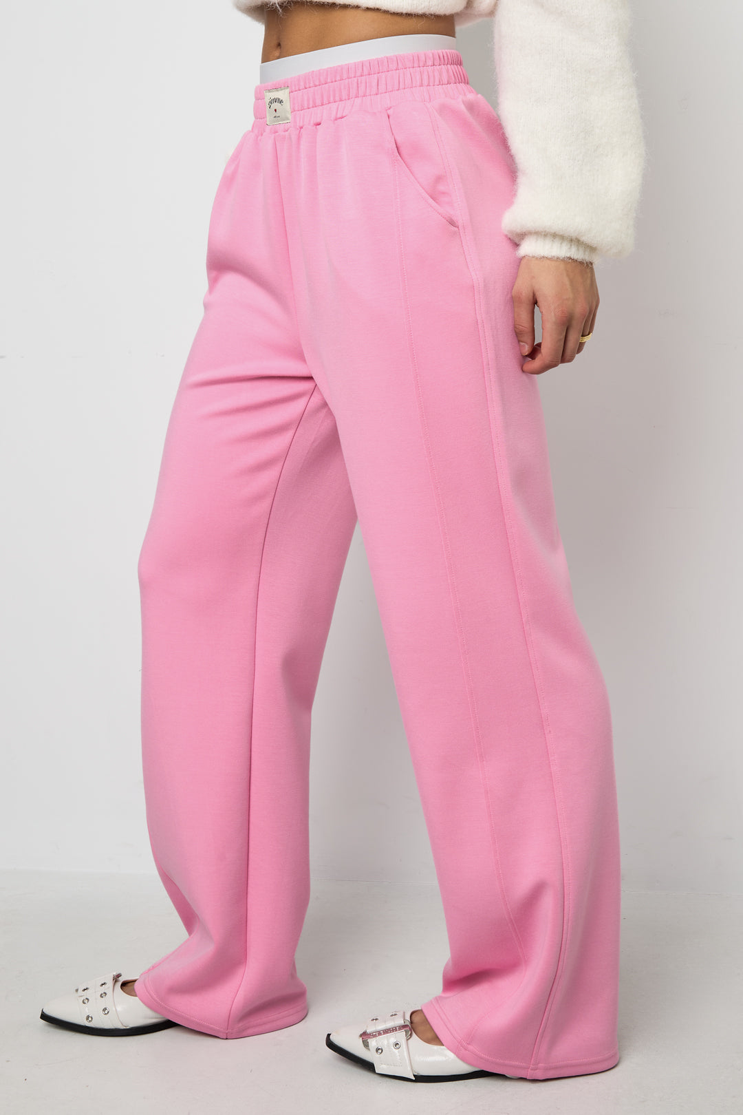 Dames sportieve rechte broek van gebreid polyester – productfoto 10