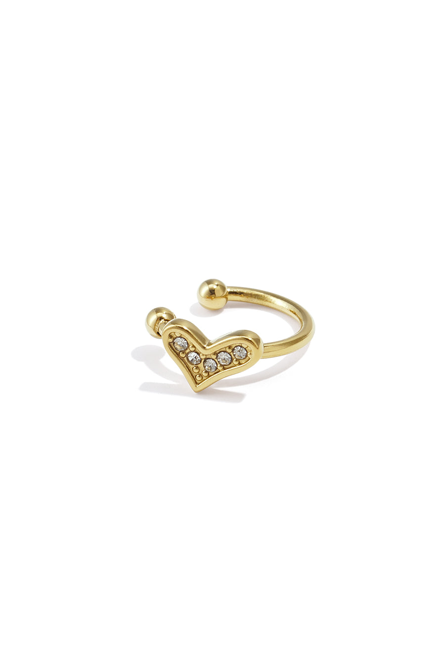 Manchette d'oreille en acier inoxydable pour femme avec cœur – couleur or