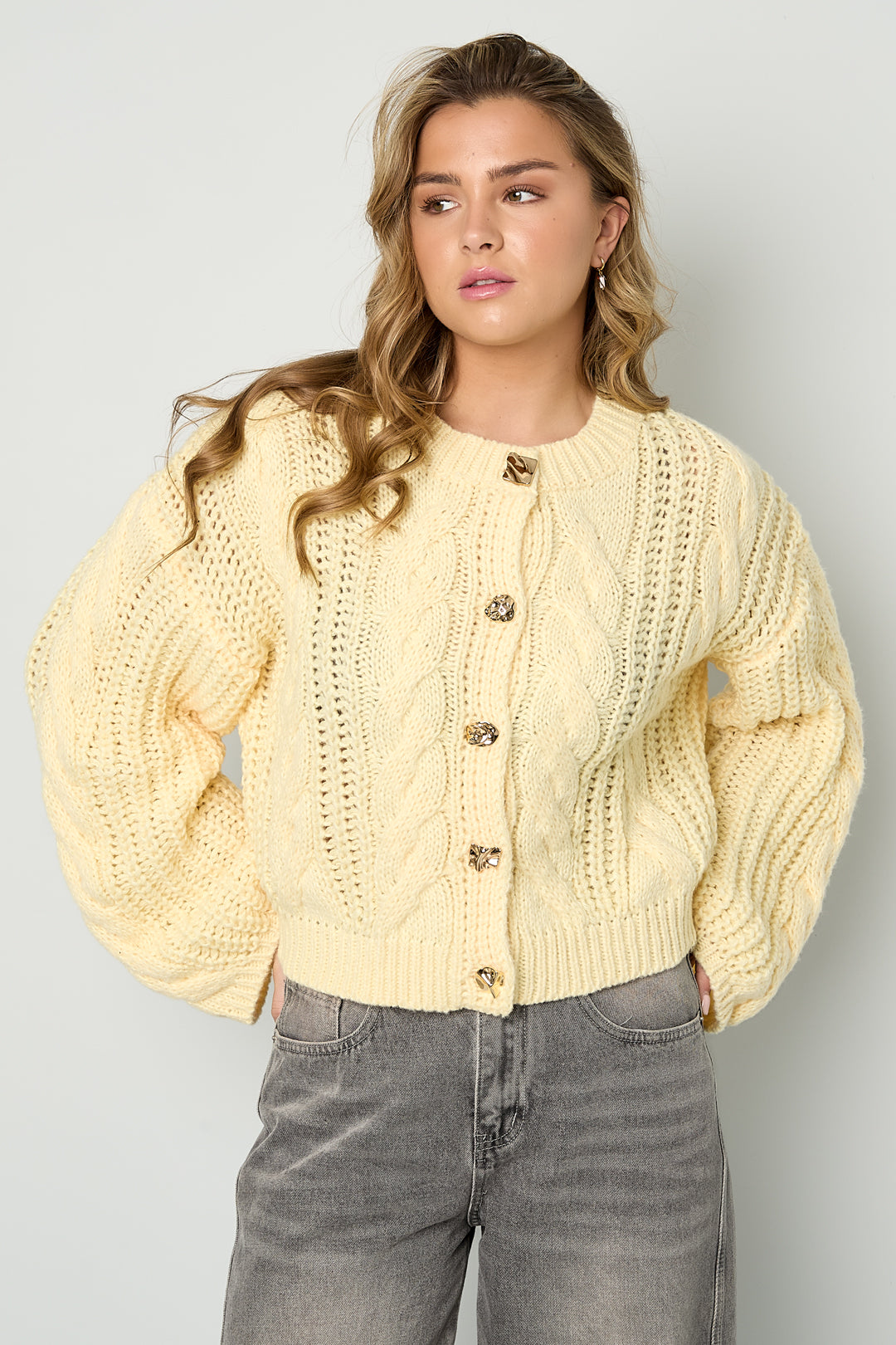 Dames Cable cardigan van polyester in zes kleuren – productfoto 5