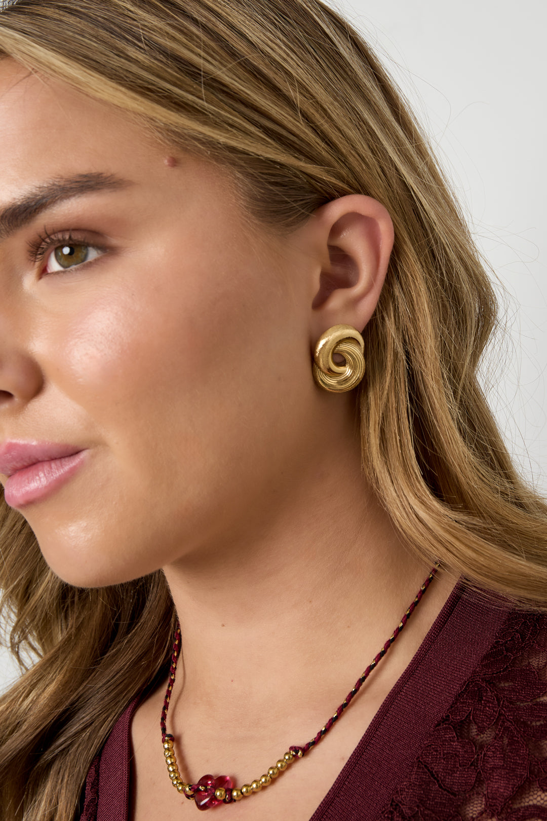 304 Stainless Steel Organic-Shaped Stud Earrings for Women – Gold-Colored – image 2