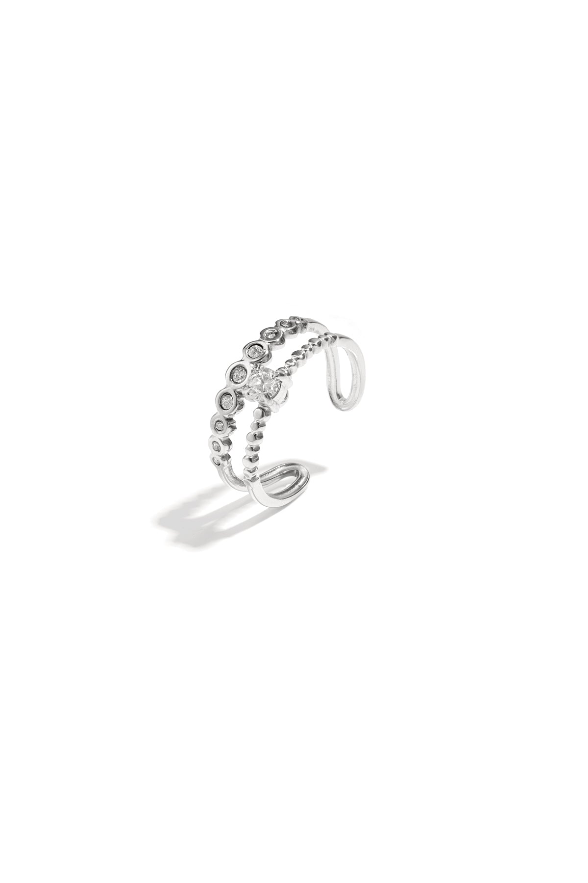 Bague femme avec pierre en acier inoxydable de forme organique – couleur or et couleur argent