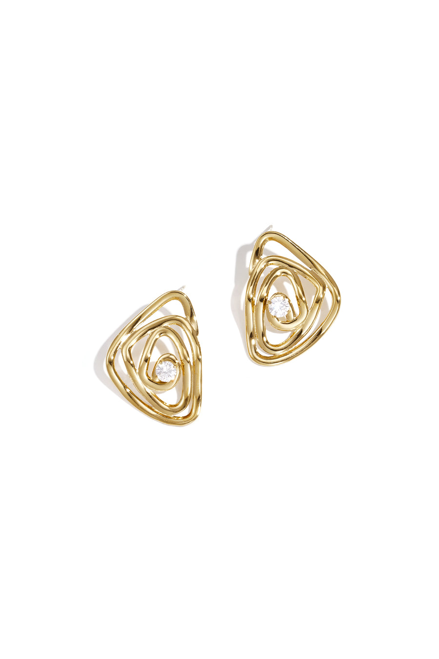 Women's Stainless Steel Stud Earrings – Gold-Tone – Casual