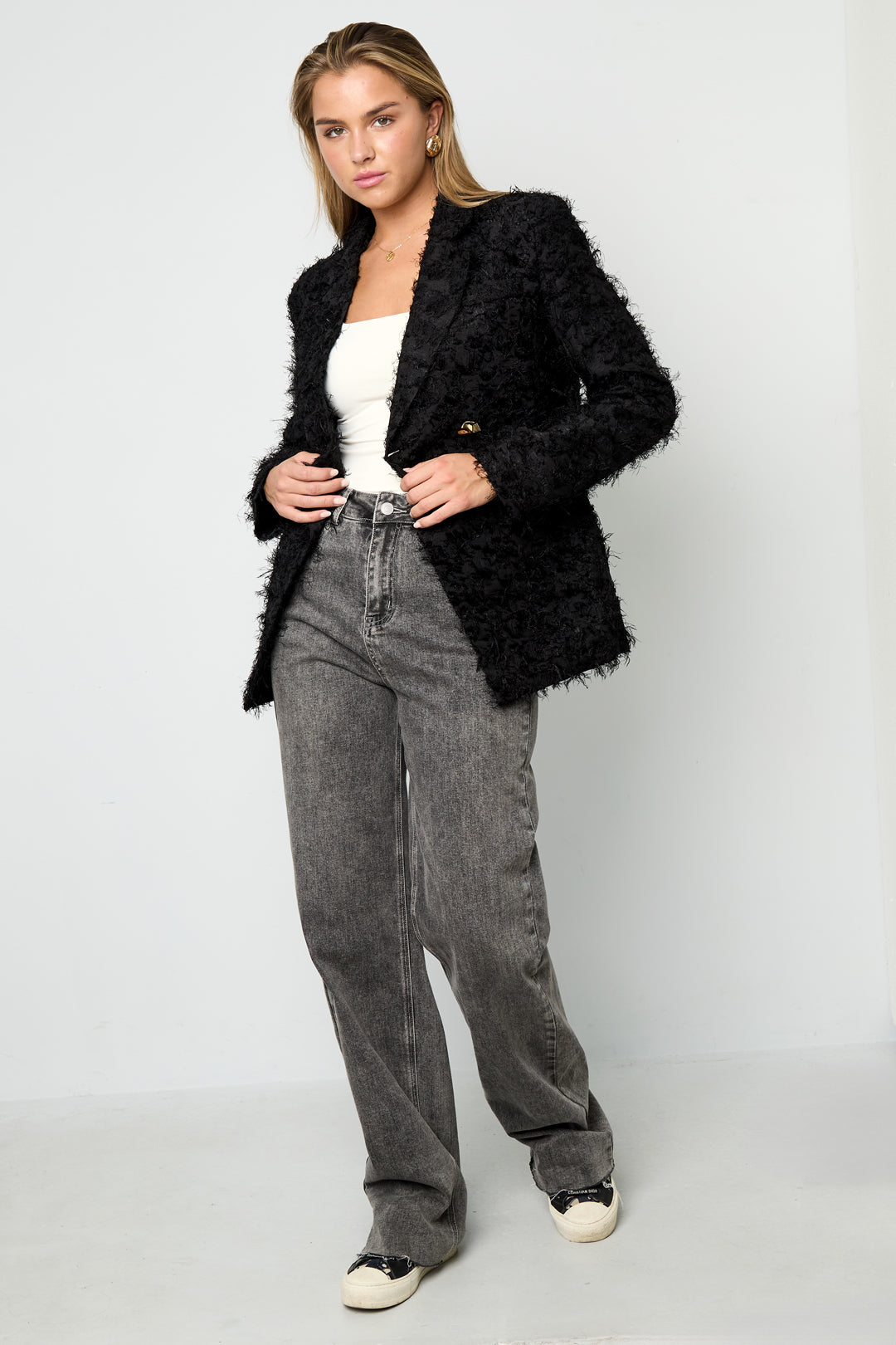 Dames blazer van polyester met textuur – productfoto 3