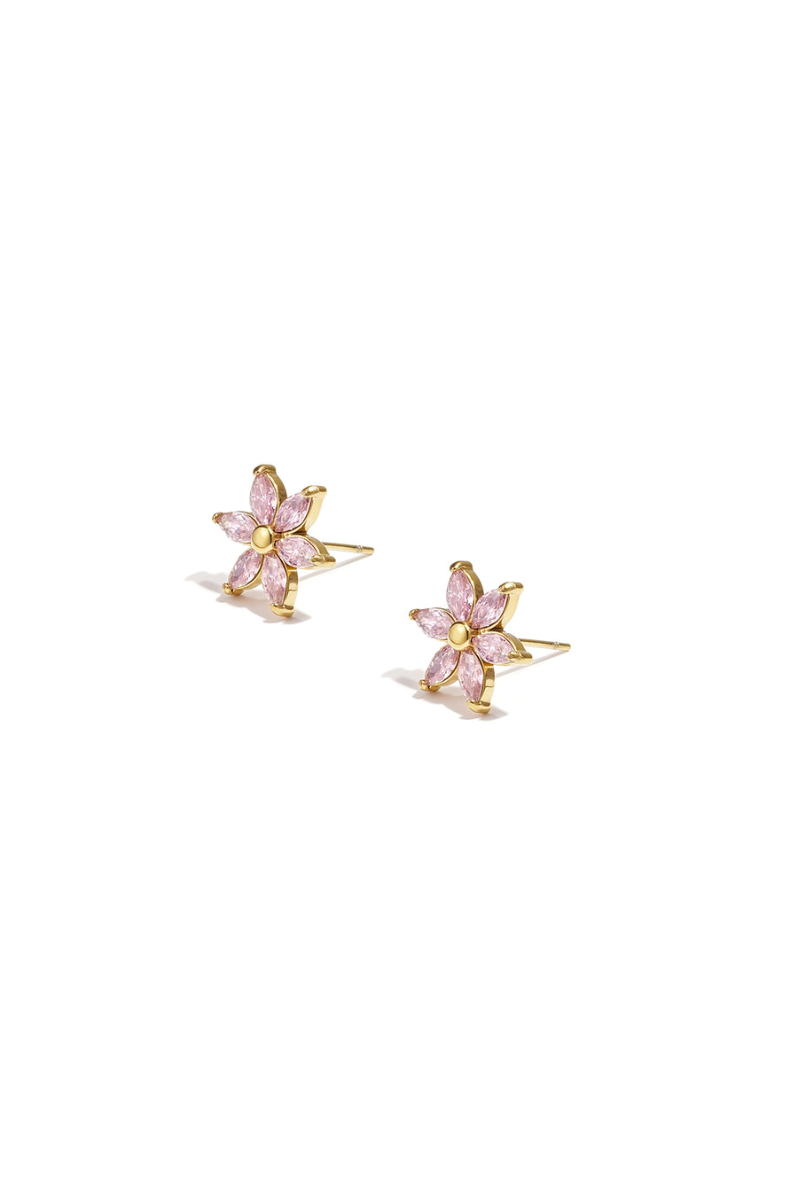 Stainless Steel Stud Earrings for Women with Floral Design – Pink
