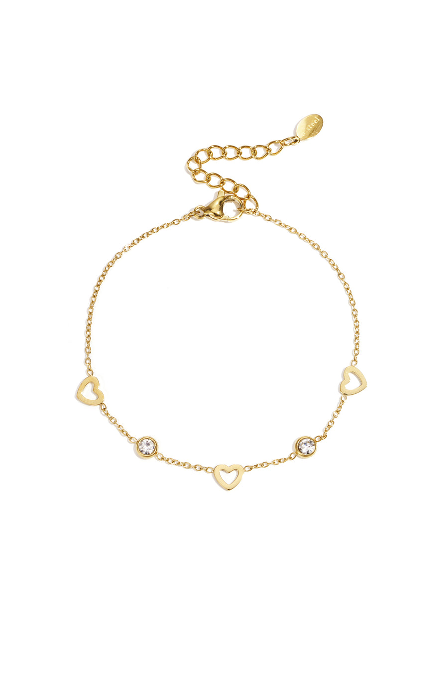 Bracelet à maillons pour femme en acier inoxydable avec forme de cœur – couleur or