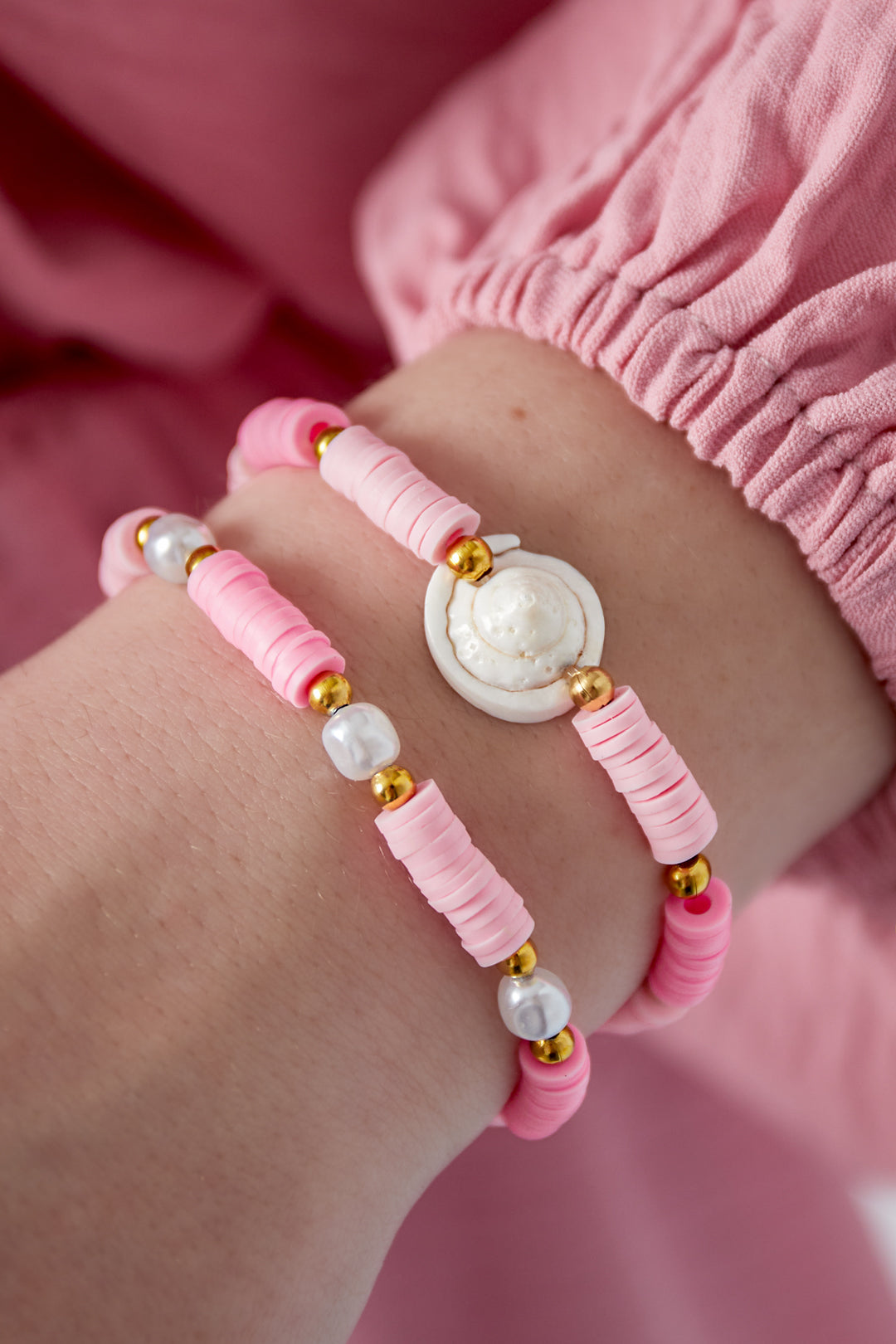 Polymer Clay, Stainless Steel, Imitation Pearl, Shell Beaded Bracelet for Women – image 2