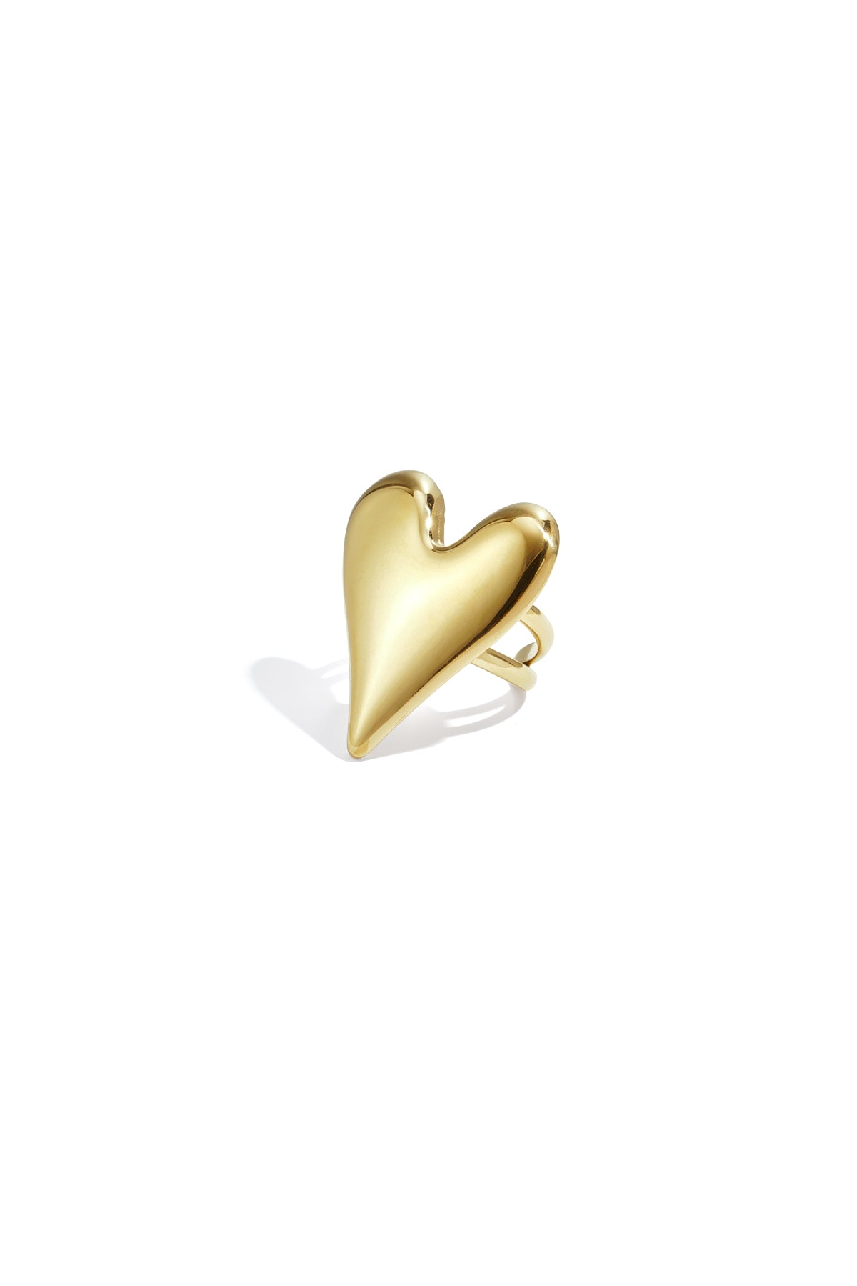 Bague tendance en acier inoxydable en forme de cœur – doré pour femme