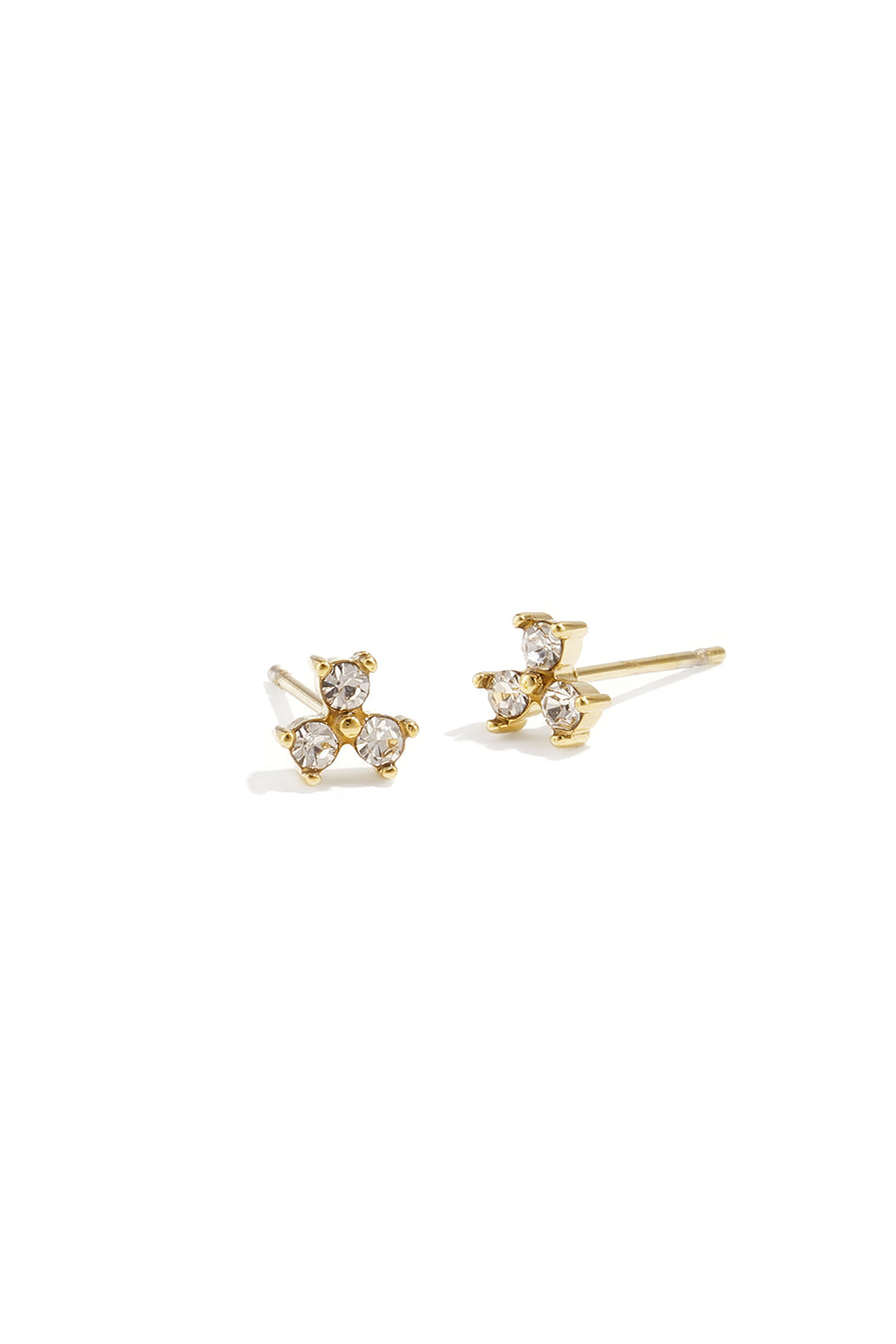 Women's Stainless Steel Rhinestone Stud Earrings with Dots – Gold-tone and Silver-tone