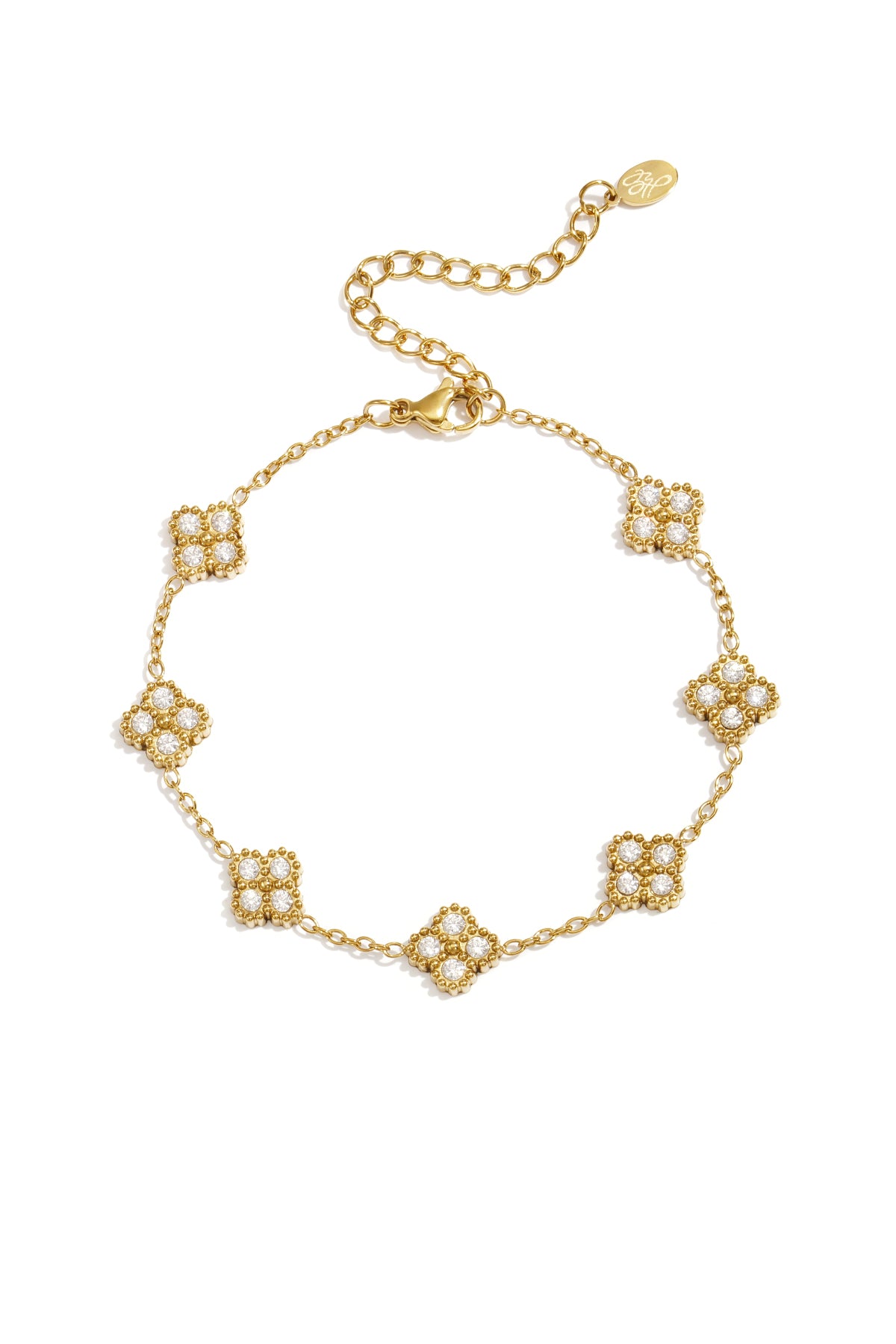 Armband met zirkonia belegde klavers